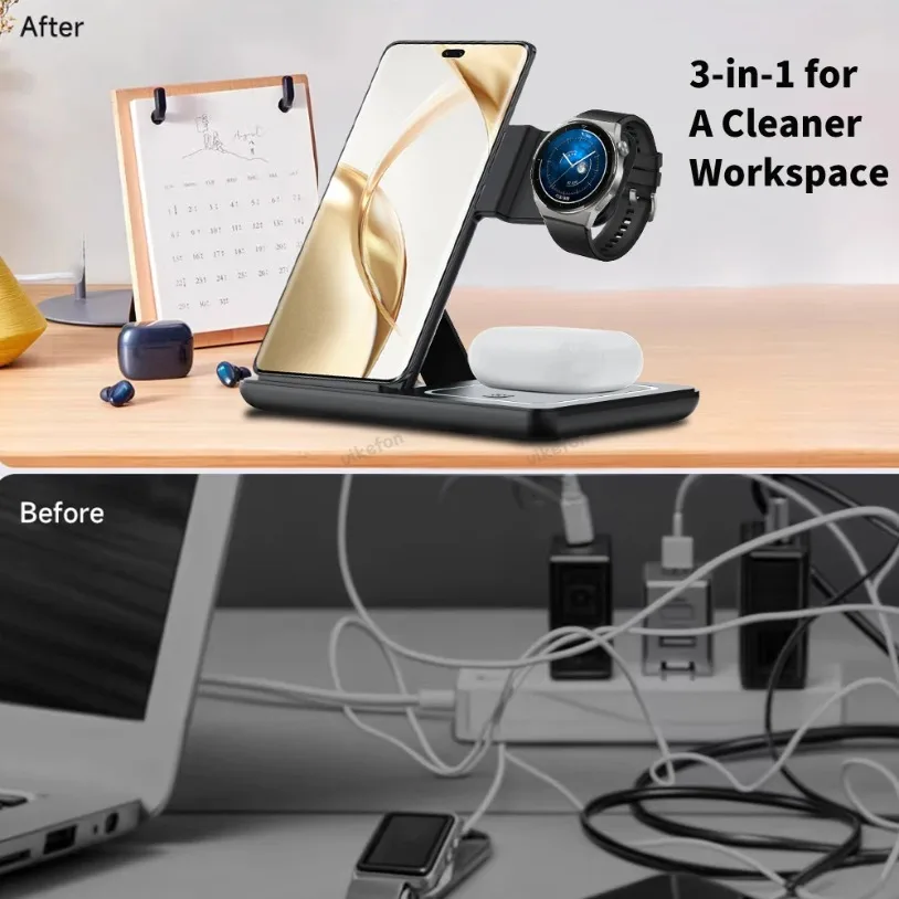 3 in 1 Foldable Wireless Charg - Wireless Charger Watch review and price